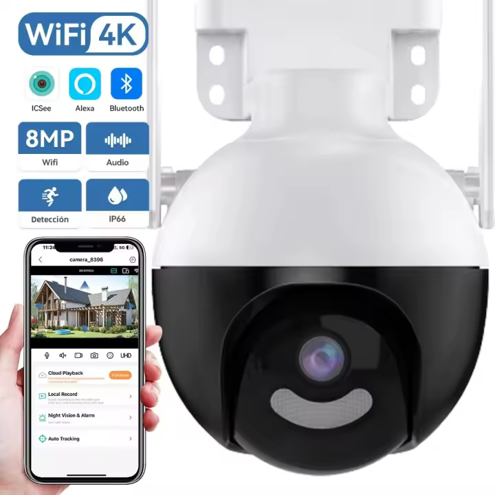 Cámara De Seguridad IP WiFi PTZ 8MP 4K Exterior Detección De Movimiento Humano Audio Bidireccional Vigilancia CCTV Inalámbrica ICSEE - 1