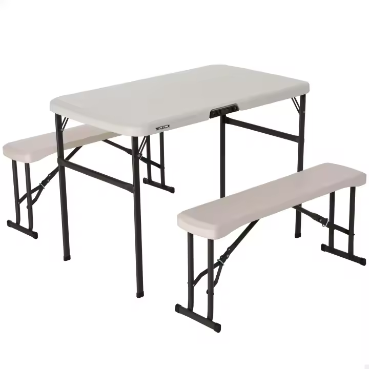 Conjunto plegable mesa y 2 bancos utrarresistente Lifetime 106x61x74 cm uv100 - 1
