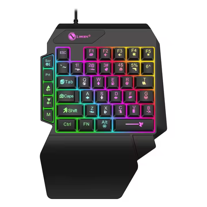 Teclado De Juego Mini De Un Solo Mano 35 Teclas USB Ultra Delgado Con Retroiluminación Para Laptop PC Y Smartphone Conexión Cableada - 1