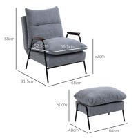 Taburete Reclinable Silla TV Respaldo Ajustable Silla Otomano - details 6