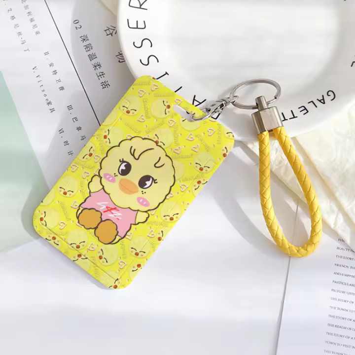 STRAYKIDS Lindo lavero con portataryetas deslizante con diseño de dibujos animados SKZOO, with Tapa protectora Integrada para tarjetas de identificación y autobús - 1