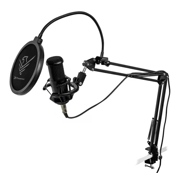 Phoenix Technologies Micrófono Condensador Profesional de Estudio con Brazo Articulado y Filtro Anti Pop - 1