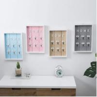 Caja para LLlaves de Madera de pared Con 6 Ganchos para Colgar Llaves, Gris - details 3