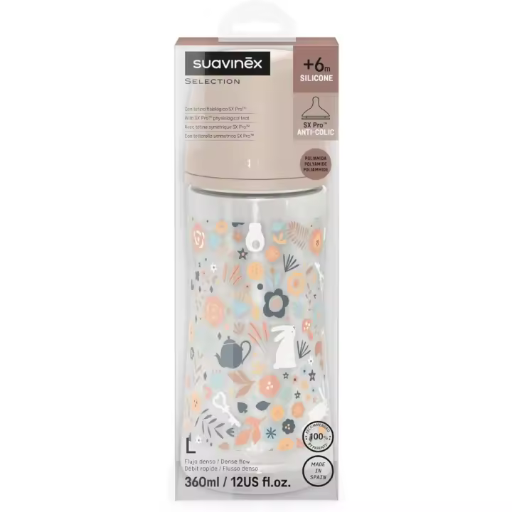 Suavinex Biberón Tetina Fisiológica SX Pro Flujo Denso L 360ml 6m - 1