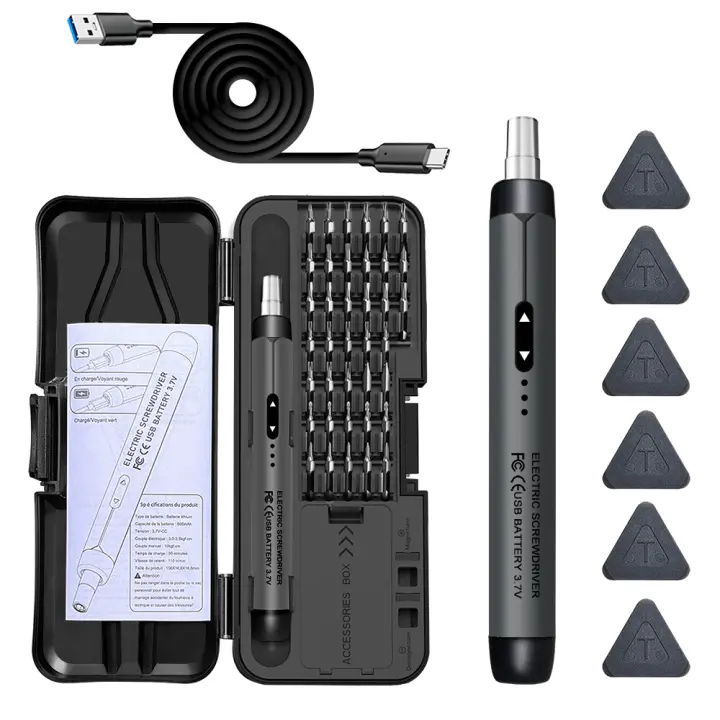 Kit De Herramientas Eléctricas Para Desarmar Precision Mini Wireless Recargable Con Pequeños Bits Para Reparación De Móviles Y Computadoras CRV - 1