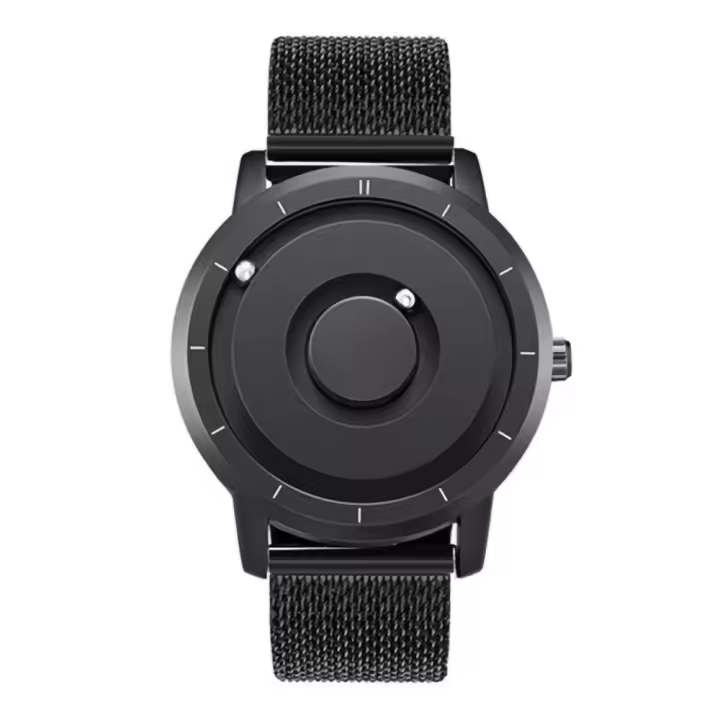 Relojes magnéticos para hombre sin rodillos de bolas de cristal. Reloj de pulsera de cuarzo para hombre con brazalete de Maple inoxidable. - 1