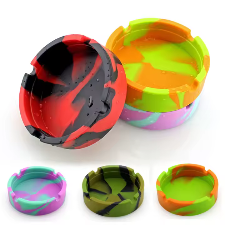Ashtray De Silicona Resistente Al Calor Circular Portátil Para Fumar Al Aire Libre Creativo Funda Para Cigarrillos - 1