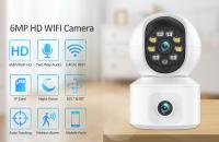 Cámara IP WiFi 6MP Con Lente Dual Pantalla Dual Monitor De Bebé Seguridad Doméstica Cámara PTZ Tracking Automático CCTV iCsee Blanco - details 0