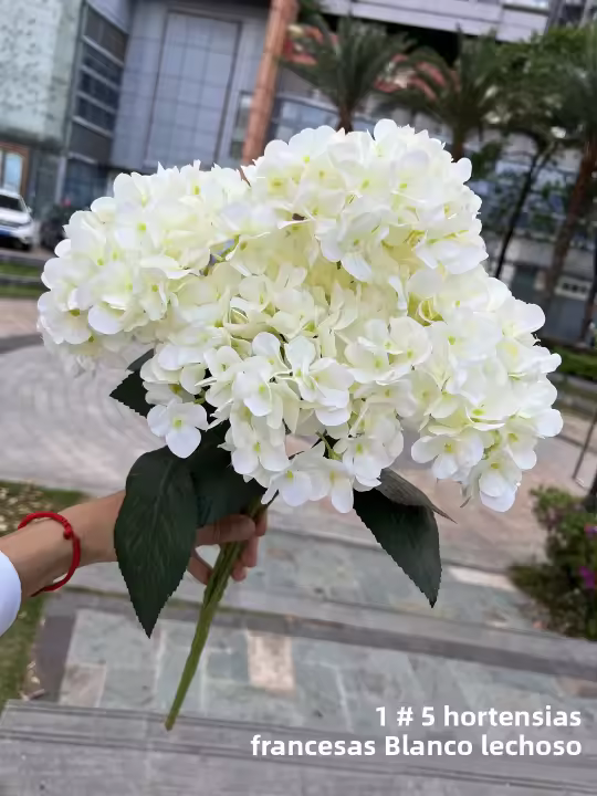 Gran Tamaño 5 Cabezas De Flores Artificiales Hydrangea En Blanco Y Rosa Para Boda Decoración De Fiesta En Casa Flores Silken Para Arreglo De Novia - 1