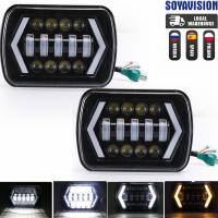 Faros LED Impermeables 90W 7x6'' 5X7" Para Jeep YJ Cherokee XJ Trucks Con DRL Blanco Y Señal De Giro Amarilla Compatible Con Modelos De 1990 a 2015 - details 1