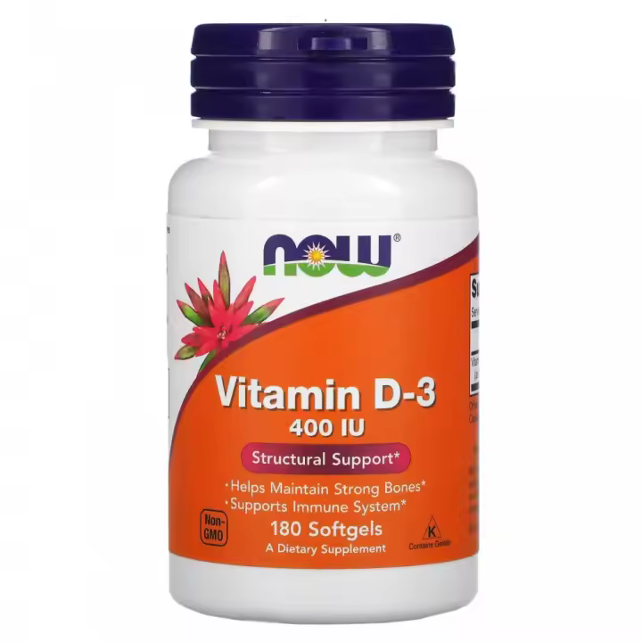 Vitamina D3, 400 IU, 180 cápsulas de gel de NOW Foods - 1