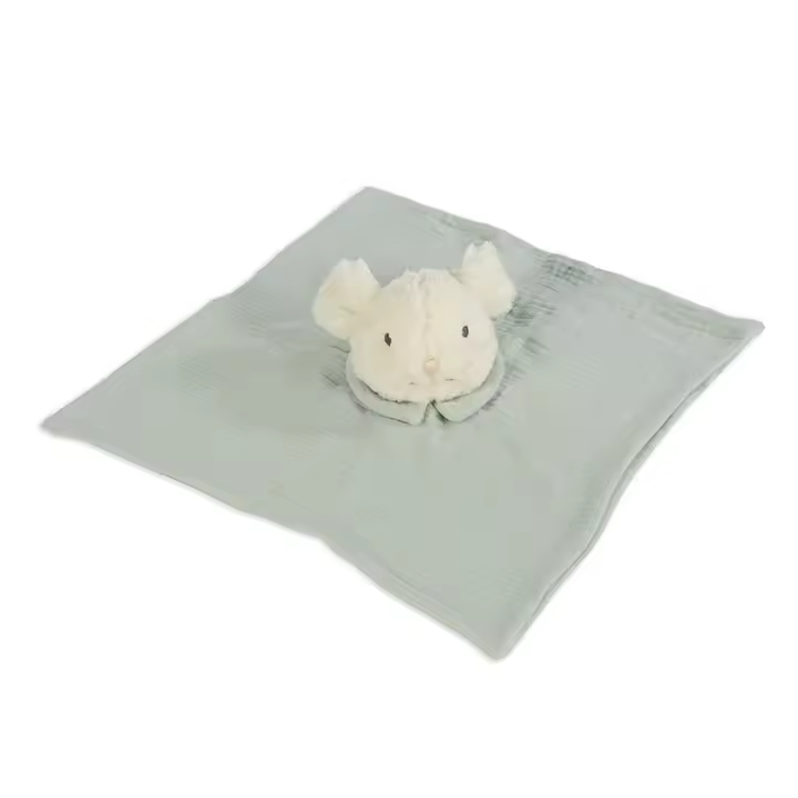 Walking Mum Dou Dou Ratoncito Poppy - Peluche de bambula musgo para relajar al bebé - 32x32 cm - 1