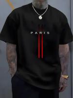 Camiseta De Algodón Puro Para Hombres Y Mujeres Estilo Casual Con Patrón De Letras De París Manga Corta Cuello Redondo Top De Fitness Transpirable Ligera Secado Rápido Protección Solar - details 2