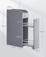Armario de baño estrecho gris paloma con portarrollos y cajones, solución de almacenamiento vertical para espacios pequeños - details 7
