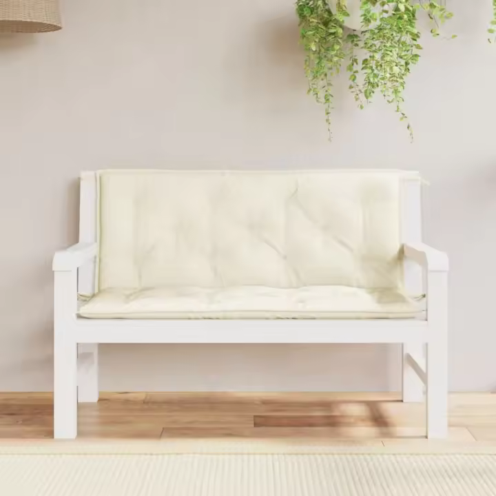 Fundas de Banco de Jardín 2 UDS Blanco crema 120x50x7 cm - 1