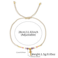 Pendiente De Cruz Ajustable Con Cuentas De Cobre Y Piedras Naturales Multicolor Estilo Bohemio Para Regalo Diario Para Mujeres - details 2