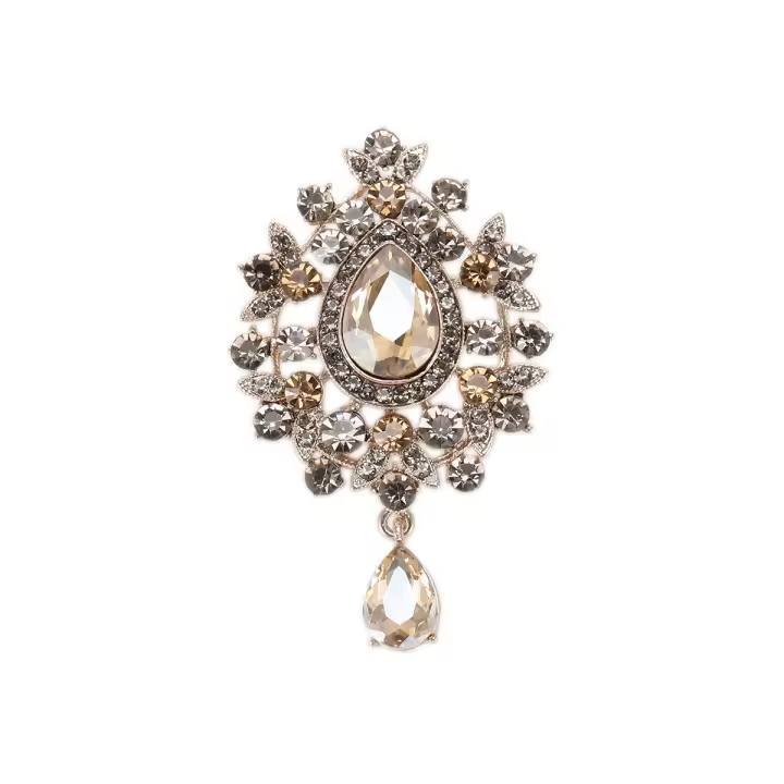 Broche De Lujo Retro Estilo Palacio Europeo Y Americano Accesorios Exteriores De Ropa Para Mujeres Material Aleación De Zinc Y Vidrio - 1