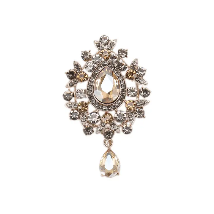 Broche De Lujo Retro Estilo Palacio Europeo Y Americano Accesorios Exteriores De Ropa Para Mujeres Material Aleación De Zinc Y Vidrio - 1
