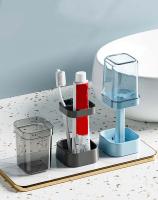 Juego De Organizador De Dientes Y Cepillo Minimalista Con Vaso Para Lavar La Boca Tumbler Y Soporte Espacioso Para Baño Material PP Tipo De Instalación Tipo De Piso - details 5