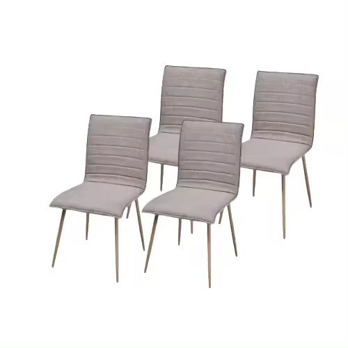 Juego de 4 sillas modelo Milos. Tapizadas de color marrón claro y patas metálicas - 1