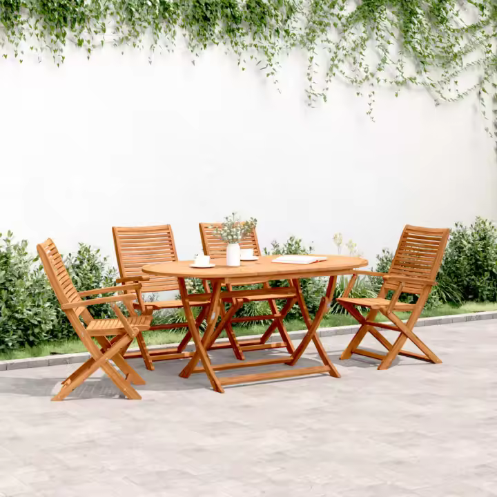 vidaXL Sillas de jardín plegables 4 uds madera acacia 57x66x95 cm - 1