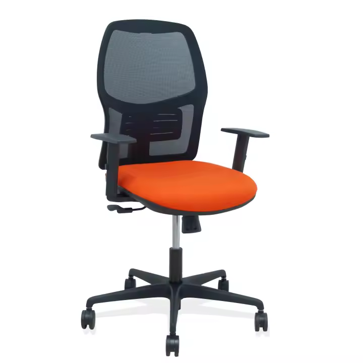 Silla Alfera sincro malla negra bali naranja oscuro brazo regulable - 1
