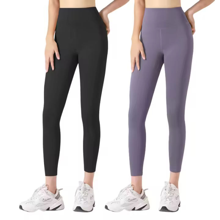 Pack Ahorro 2 Piezas LEGGINGS FREES COPES para Mujer - Yoga, Fitness,seamless yoga leggings， Gym - Negro+Morado - 1