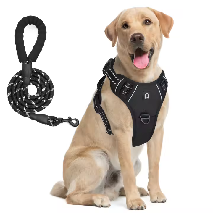 Correa Y Arnés Para Perro Combinado, Resistente a La Escape Sin Tironeos, Con Correa De 5 Pies, Reflectante, Ajustable Y Suave Para Mascotas - 1