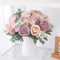 Decoraciones De Navidad Para La Casa Flores Artificiales De Seda Rosa Peonia Y Hydrangea Arreglo De Novia Para Fiesta De Boda Decoración De Mesa De Comedor Plantas Falsas Para El Hogar - details 2