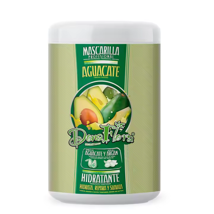 Dona Flora Mascarilla Aguacate y Aceite de Argán 1000ml - Hidrata, repara y devuelve el brillo a cabellos secos y frágiles -  Vendido por Beauty World Distributor - 1