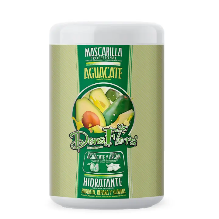 Dona Flora Mascarilla Aguacate y Aceite de Argán 1000ml - Hidrata, repara y devuelve el brillo a cabellos secos y frágiles -  Vendido por Beauty World Distributor - 1