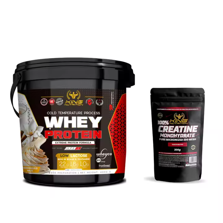 King Nutrition 100% Whey Protein 4Kg + Creatina monohidratada 300gr  mejora tu rendimiento y aumenta la masa muscular* - 1
