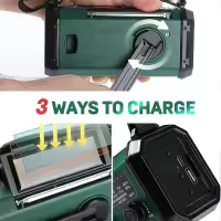 Solar Power Emergency Hand Crank Radio AM FM Weather Radio, SOS, 3 Modes ,Reading Lamp - details 1
