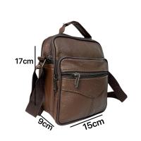 DL-66 Bolso de hombro de cuero genuino para hombre, bandolera Vertical de piel auténtica multibolsillo - details 0