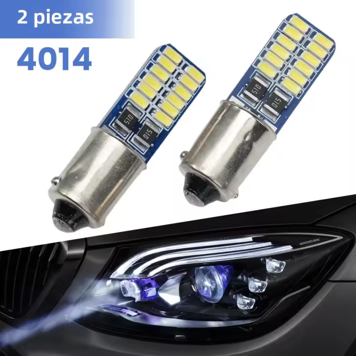 2Pcs Luz De Coche Super Brillante CANBUS BA9S H6W T4W 4014 24LED Luz De Inversión Luz De Estacionamiento Ajuste Para Lámpara De Domo Lámpara De Tarjeta Lámpara De Placa De Licencia - 1