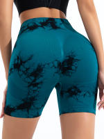 Shorts De Yoga Para Mujer Cintura Alta Sin Costuras Tie-Dye Elásticos Altos Transpirables Leggings De Gimnasio - details 19