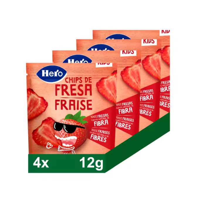 Snacks Hero Kids Chips de fresa, 4 x 12 g - 1