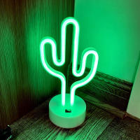 Lámpara De Mesa LED En Forma De Cactus Con Luz Neón Para Fiesta Cumpleaños Decoración De Hogar Y Camping Potenciada Por Batería Y USB - details 5