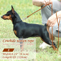 Correa De Cuero Ganchada Para Perros Pequeños Y Medianos Tejida En Nudo Color Marrón 4 Pies Para Caminar Y Jóvenes Gatos - details 10