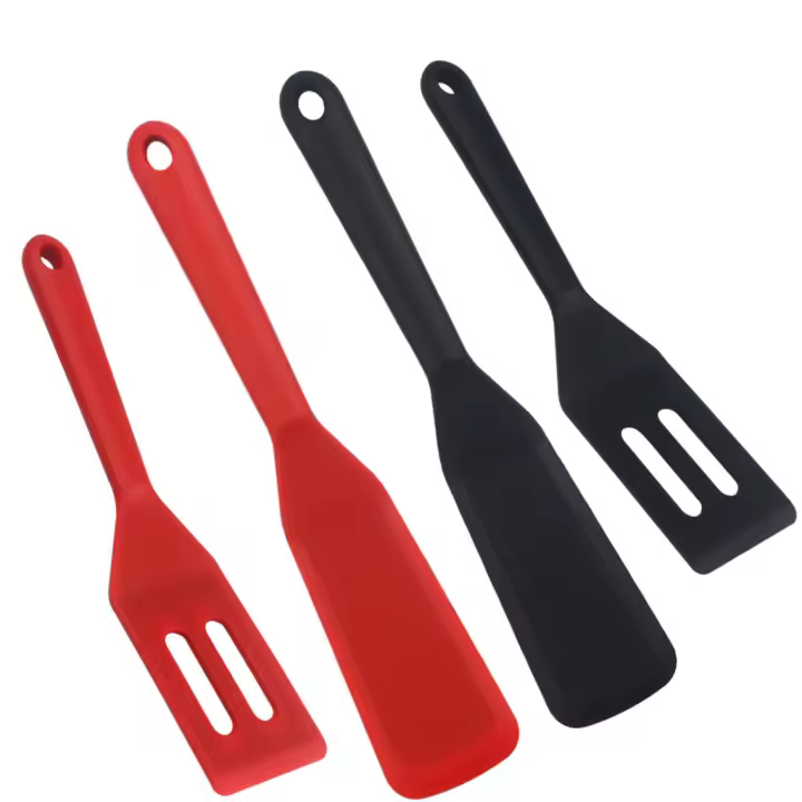 Mini espátula de silicona para servir brownies, flexible, antiadherente, resistente al calor, para voltear huevos, crepas, filetes, pizzas, utensilios de cocina (rojo, negro) - 1
