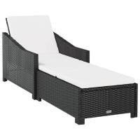 vidaXL Tumbona con cojín ratán sintético Negro, Gris, Sillas de Exterior Ideal para jardín, playa, piscina, terraza Tumbona Piscina Tumbonas Playa Tumbonas Jardín Exterior - details 0