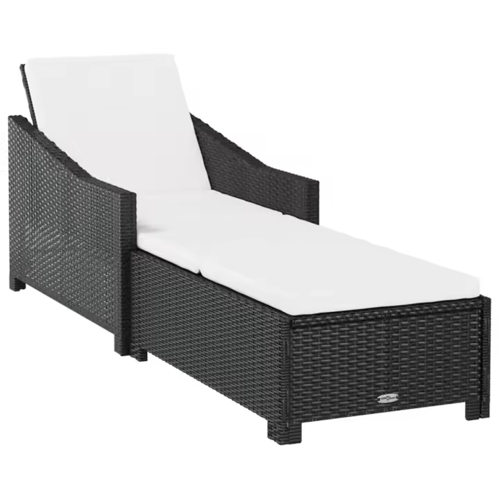 vidaXL Tumbona con cojín ratán sintético Negro, Gris, Sillas de Exterior Ideal para jardín, playa, piscina, terraza Tumbona Piscina Tumbonas Playa Tumbonas Jardín Exterior - 1