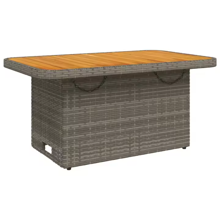 Mesa de Jardín sintético y Madera Acacia gris 90x55x71 cm - 1