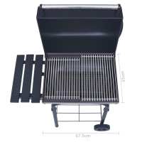 vidaXL Barbacoa de carbón con ahumador y estante inferior negro - details 7