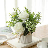 Bouquet De Flores Artificiales Hydrangea Y Rosas Silken Decoración Para Hogar Jardín Bodas Y Navidad Plantas Decorativas Con Vaso - details 13