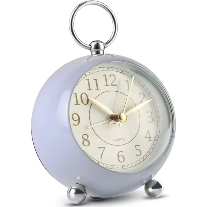 Relojes de noche silenciosos, reloj de escritorio que funciona con pilas y no hace tictac, reloj despertador analógico, reloj despertador retro para dormitorio, reloj despertador vintage simple y ruidoso - 1