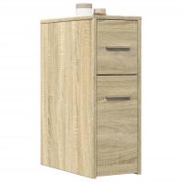 vidaXL Armario de baño estrecho con ruedas madera en color Roble ahumado/Marrón roble/Negro y más | almacenamiento funcional diseño moderno para baño dormitorio sala - details 4