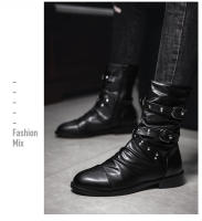 Botas De Motociclista Para Hombre Con Remaches Y Peluche Negro Cuero Genuino Botas De Bicicleta De Invierno Altas Para Exterior Diseñador Botas De Motorista - details 6