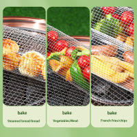 Cesta De Asado En Acero Inoxidable Para Camping Y Exterior Malla Redonda Para BBQ En Campamento Cesta De Barbacoa Portátil Con Ruedas - details 5