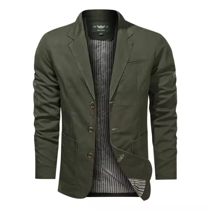 Chaqueta De Moda Para Hombres Primavera Otoño Slim Casual Negocios Elegante Suits Tops De Algodón Y Poliéster Cierre Único - 1